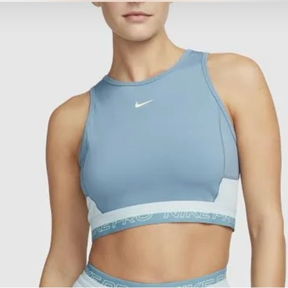 Nike Blue Crop Top with Ribbed Texture